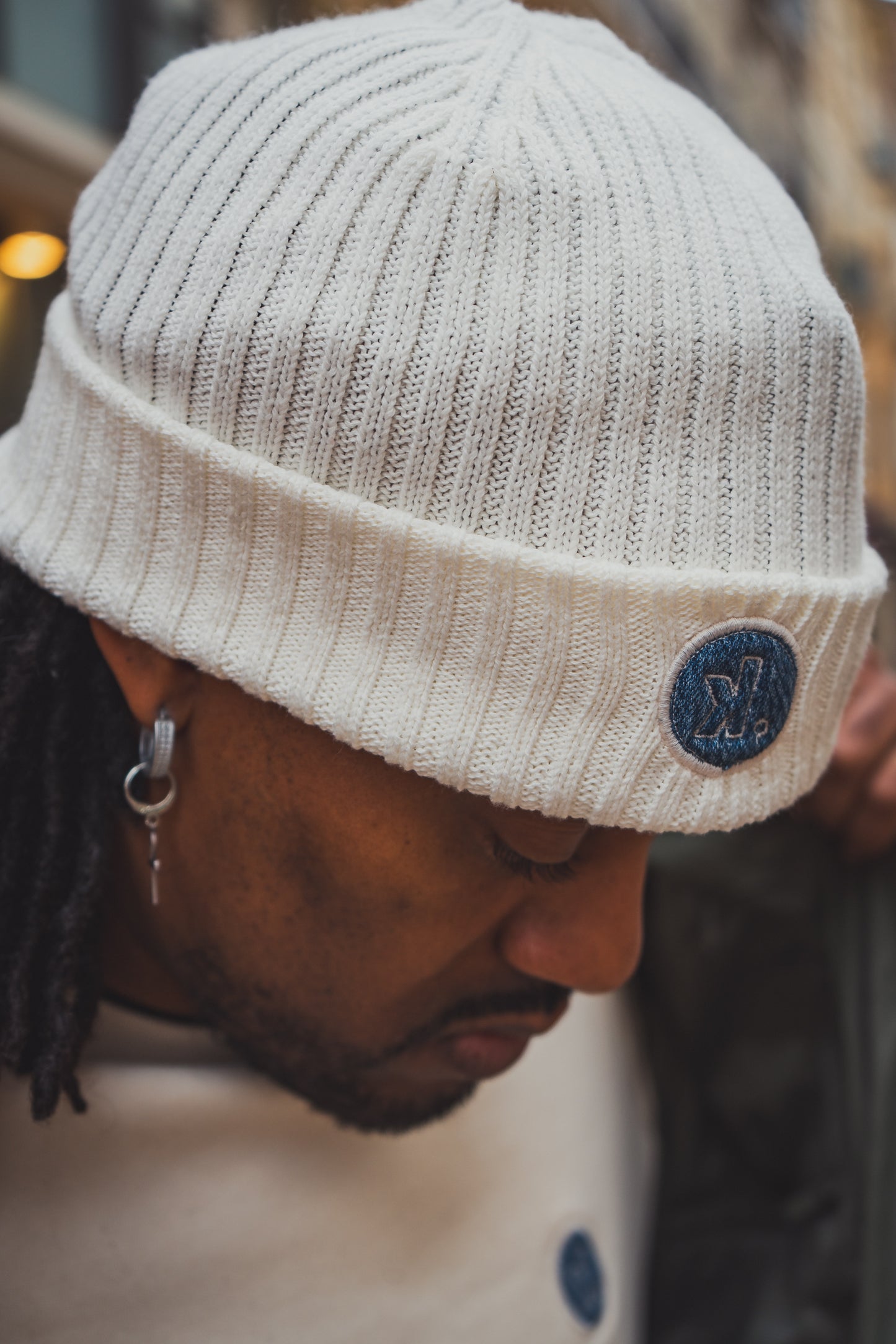 bonnet unisexe avec patch en jean recyclé