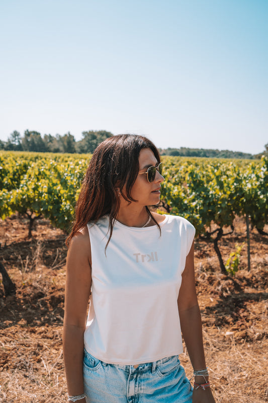 t-shirt sans manche femme couleur ivory